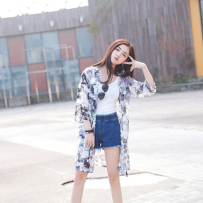 Summer Womens Blouse Mid-Length Chiffon Print Long Ink Painting Sun Protection Clothing Seven-Point Sleeve College Cardigan
Summer Womens Blouse Mid-Length Chiffon Print Long Ink Painting Sun Protection Clothing Seven-Point Sleeve College Cardigan