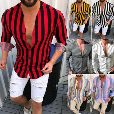 Mens Luxury Long Sleeve Slim Fit Dress Shirt Work Leisure Stripe Casual T-shirt
Mens Luxury Long Sleeve Slim Fit Dress Shirt Work Leisure Stripe Casual T-shirt