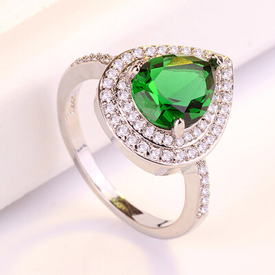 High Quality Drop Green Crystal Cubic Zirconia Stone Rings For Women Jewelry Water Droplet Pear Ring
High Quality Drop Green Crystal Cubic Zirconia Stone Rings For Women Jewelry Water Droplet Pear Ring