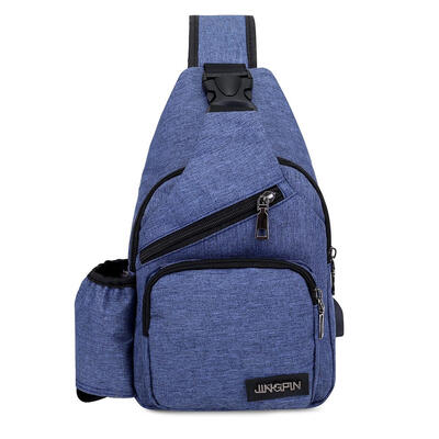 USB Charging Canvas Shoulder Bags Men Chest Belt Packs Travel Crossbody Bag