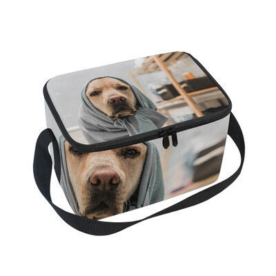ALAZA Lunch Box Insulated Funny Dog Lunch Bag Large Cooler Tote Bagfor Men Women