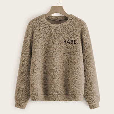 Gobestart Women Long Sleeve O Neck Solid Embroidered Letter Teddy Pullover Casual Sweater
Gobestart Women Long Sleeve O Neck Solid Embroidered Letter Teddy Pullover Casual Sweater