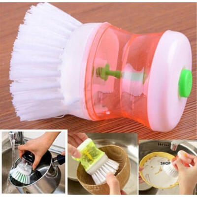 Dish Brush with Washing Up Liquid Soap Dispenser Utensil Pot Clean Brush Kitchen