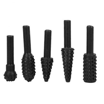 Greensen 5 Pcs 5361mm Black Woodworking Rotate File 6mm Rotary Burr Head for Wood Process