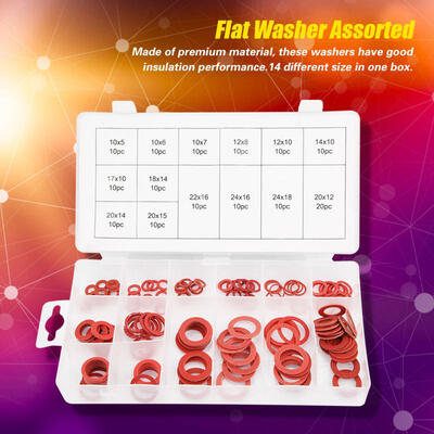 Greensen 150pcs 14 Sizes Red Steel Paper Fiber Flat Washers Kit Insulation Washer Assorted Set with Box
Greensen 150pcs 14 Sizes Red Steel Paper Fiber Flat Washers Kit Insulation Washer Assorted Set with Box