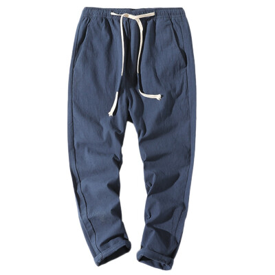 Tailored Men Pure Color Trousers Tethers Cotton Linen Nine Points Small Feet Casual Pant
Tailored Men Pure Color Trousers Tethers Cotton Linen Nine Points Small Feet Casual Pant