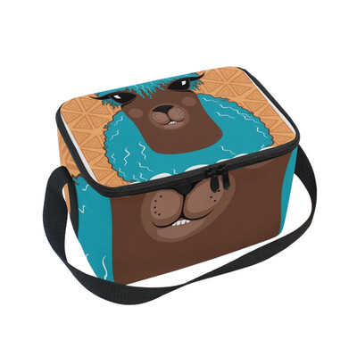 ALAZA Lunch Box Insulated Lunch Bag Large Cooler Funny Portrait Llama Tote Bag