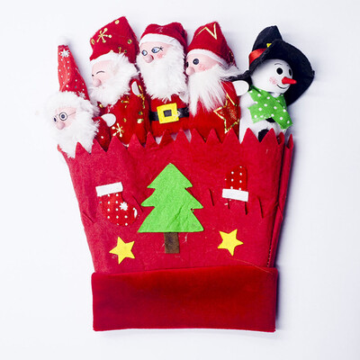1Pcs Christmas Cute Animal Gloves Puppet Plush Toy Christmas Thumb Toy