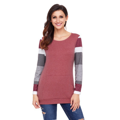 Round collar long sleeve multicolor striped two pockets pullover casual sports shirt sweatshirt
Round collar long sleeve multicolor striped two pockets pullover casual sports shirt sweatshirt