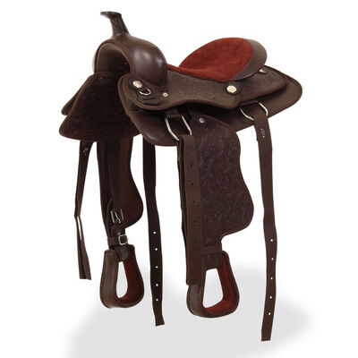 Western Saddle Headstall&Breast Collar Real Leather 13" Brown