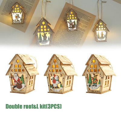 Christmas Decoration DIY Luminous Cabin Snow House with Light
