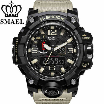 SMAEL Mens Sport Watches Military Shock Analog Quartz Dual Display Digital Waterproof Watch
SMAEL Mens Sport Watches Military Shock Analog Quartz Dual Display Digital Waterproof Watch