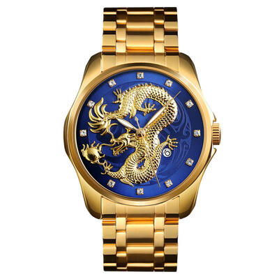SKMEI 9193 Dragon Totem Quartz Wristwatch Business Calendar Watch With Stainless Steel Strap For Men
SKMEI 9193 Dragon Totem Quartz Wristwatch Business Calendar Watch With Stainless Steel Strap For Men