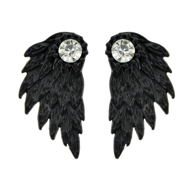 Black Antique Silver Color with Rhinestone Wing Stud Earring
Black Antique Silver Color with Rhinestone Wing Stud Earring