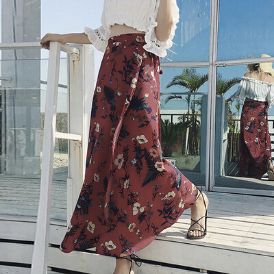 Floral Womens Summer Skirts Below The Knee Korean Style Fairy Elegant Casual