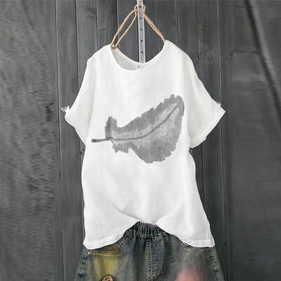 Roseonmyhand Plus Size Women Short Sleeve Cotton Linen O-Neck Print Blouse Top T-Shirt
Roseonmyhand Plus Size Women Short Sleeve Cotton Linen O-Neck Print Blouse Top T-Shirt