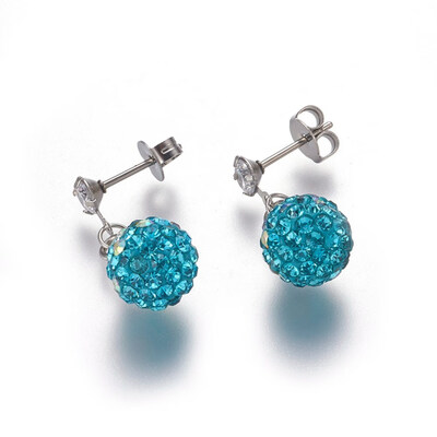 304 Stainless Steel Dangle Stud Earrings with Cubic Zirconia with Ear Nuts Round Stainless Steel Color Blue Zircon 22mm Pin
304 Stainless Steel Dangle Stud Earrings with Cubic Zirconia with Ear Nuts Round Stainless Steel Color Blue Zircon 22mm Pin