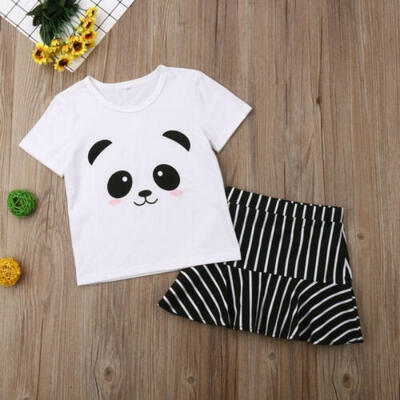 Toddler Kids Baby Girls Clothes Set White Cartoon Tops T-shirt Black Striped Skirt 2Pcs Children Outfit Set New
Toddler Kids Baby Girls Clothes Set White Cartoon Tops T-shirt Black Striped Skirt 2Pcs Children Outfit Set New
