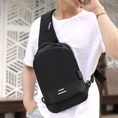 Tailored Men Anti-Theft USB Bag Chest Bag Oxford Cloth Outdoor Shoulder Bag Messenger Bag
