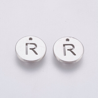 304 Stainless Steel Charms Flat Round with Letter Stainless Steel Color LetterR 10x1mm Hole 1mm
304 Stainless Steel Charms Flat Round with Letter Stainless Steel Color LetterR 10x1mm Hole 1mm