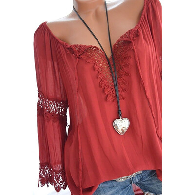 Nomeni Womens Plus Size Off Shoulder Lace Pure Color Long Sleeves Blouse Loose Tops
Nomeni Womens Plus Size Off Shoulder Lace Pure Color Long Sleeves Blouse Loose Tops
