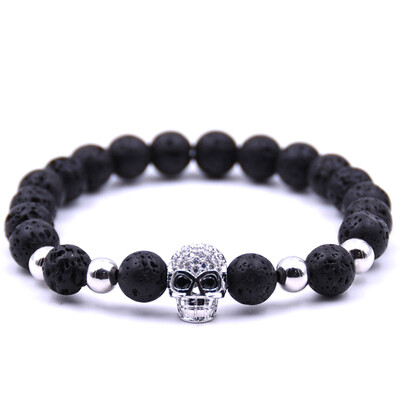 8 mm Natural Stone Volcanic Stone Bracelet Copper Beads Micro Inlay Zircon Skull Bracelet Unisex Pair Jewellery Hot Gift
8 mm Natural Stone Volcanic Stone Bracelet Copper Beads Micro Inlay Zircon Skull Bracelet Unisex Pair Jewellery Hot Gift