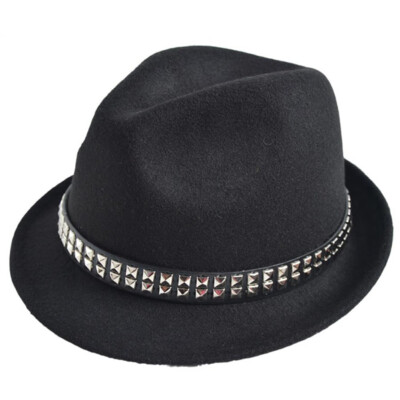 Styles Unisex Women Men Trilby Jazz Hat Woolen Pork Pie Hat With Belt And Rivet
Styles Unisex Women Men Trilby Jazz Hat Woolen Pork Pie Hat With Belt And Rivet