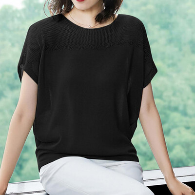 Summer Women Short Sleeve Knitted Pullover Loose T-Shirt Mesh Breathable Bat Sleeve Top
Summer Women Short Sleeve Knitted Pullover Loose T-Shirt Mesh Breathable Bat Sleeve Top