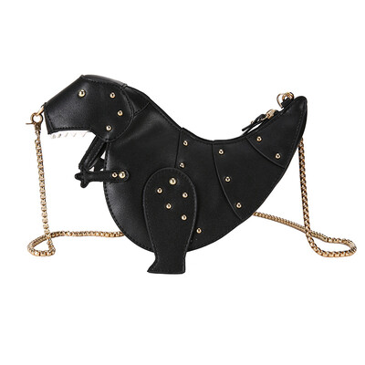 INS Fashion Dinosaur Rivet Messenger Chain Shoulder Bag Sweet Cute Girl Pink Bag Handmade Small Travel Bags Crossbody Bags