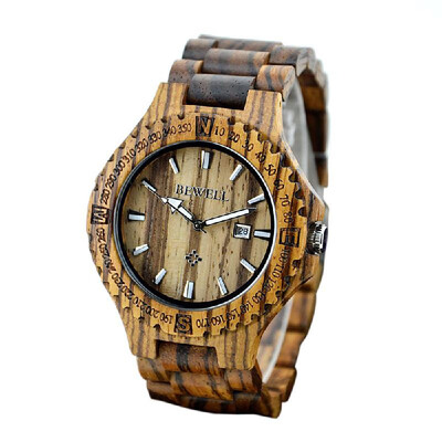 BEWELL High Quality Lightweight Unique Wood Simple Luminous Wristwatch Trendy Analog Quartz Men Watch with Calendar Zebrano Wood
BEWELL High Quality Lightweight Unique Wood Simple Luminous Wristwatch Trendy Analog Quartz Men Watch with Calendar Zebrano Wood