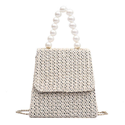 Pearls Shoulder Messenger Handbags Women Weaving Chain Small Crossbody Bags