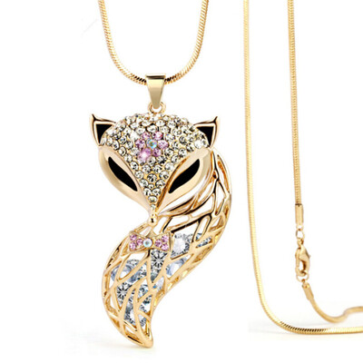 Fox Crystal Long Necklaces Sweater Chain 
Fox Crystal Long Necklaces Sweater Chain