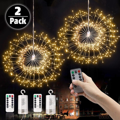 LAMHO 2 Pack Fairy String Lights 150 LED Firework Lights Battery Operated Hanging Starburst Light 8 Modes Dimmable with Remote
LAMHO 2 Pack Fairy String Lights 150 LED Firework Lights Battery Operated Hanging Starburst Light 8 Modes Dimmable with Remote