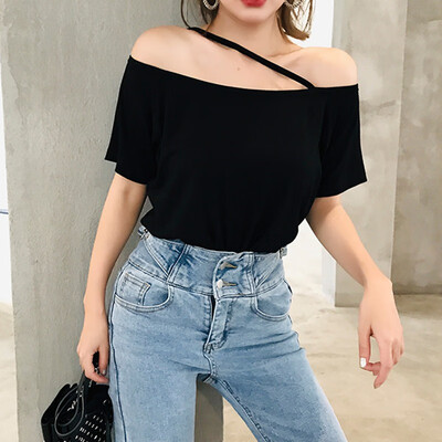 Loose Casual Short T-Shirts Women One Shoulder Off Sexy Cotton T-Shirt Short Sleeve Summer New Solid Tops Fashion Clothings
Loose Casual Short T-Shirts Women One Shoulder Off Sexy Cotton T-Shirt Short Sleeve Summer New Solid Tops Fashion Clothings