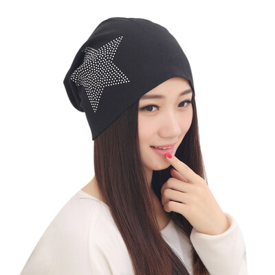New Autumn Fashion Knit Baggy Beanie Hat Star Warm Winter Hats Head Cap