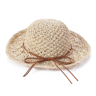 Girls Handmade Sun Hat Kids Summer Straw Hat Wide Brim Princess Beach Cap