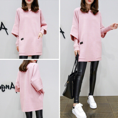 New Long Solid Pullover Sweatshirt Women Autumn Three Quarter Sleeve O-neck Korean Two Pocket Plus Size Sweatshirts
New Long Solid Pullover Sweatshirt Women Autumn Three Quarter Sleeve O-neck Korean Two Pocket Plus Size Sweatshirts