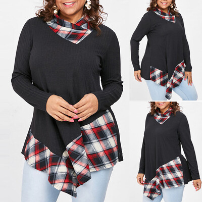 Roseonmyhand Fashion Women Plus Size Plaid Print Color Block Asymmetric Patchwork Top Blouse
Roseonmyhand Fashion Women Plus Size Plaid Print Color Block Asymmetric Patchwork Top Blouse