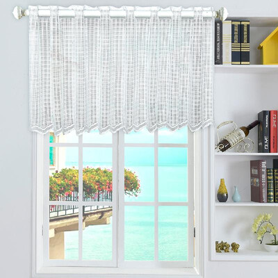 Valance Grid Style Short Sheer Curtains Rod Pocket Mesh Window Sheer Drapes for Kitchen Balcony Home 18"X59
Valance Grid Style Short Sheer Curtains Rod Pocket Mesh Window Sheer Drapes for Kitchen Balcony Home 18"X59