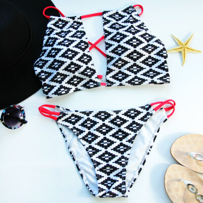 Tile Print Cut Out Bikini Set