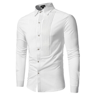 Front Pleated Casual Long Sleeve Shirt