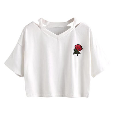 Women Short T Shirt Summer Sexy Hollow Out Short Sleeve Casual Harajuku Crop Top Rose Embroidery T-shirts
Women Short T Shirt Summer Sexy Hollow Out Short Sleeve Casual Harajuku Crop Top Rose Embroidery T-shirts
