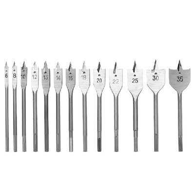 13pcs Flat Spade Drill Bits Set Metal Bit Kit Hex Shank Woodworking Tool Accessories
13pcs Flat Spade Drill Bits Set Metal Bit Kit Hex Shank Woodworking Tool Accessories