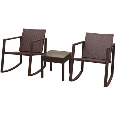 3 Piece Bistro Set Poly Rattan Brown