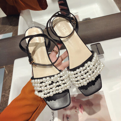 Sandals Fairy Wind Summer Pearl Evening Shoes Flat-soled Gentle Shoes Midheel Girl
Sandals Fairy Wind Summer Pearl Evening Shoes Flat-soled Gentle Shoes Midheel Girl