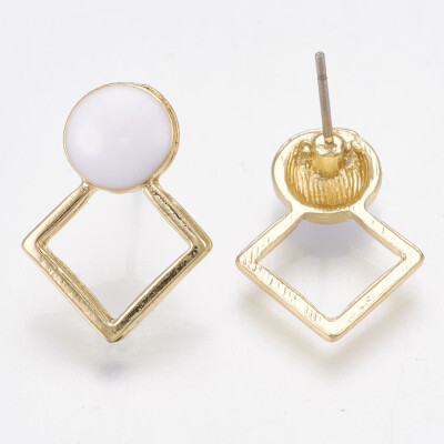 Alloy Stud Earrings with Enamel Rhombus with Flat Round Light Gold White 185x13mm Pin 07mm
Alloy Stud Earrings with Enamel Rhombus with Flat Round Light Gold White 185x13mm Pin 07mm