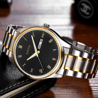 Authentic Korean fashion trend watch mens simple casual luminous steel belt female watch non-mechanical couple quartz watch