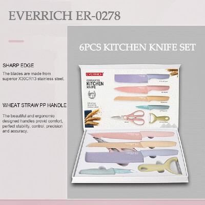 EVERRICH ER-0278 6PCS Kitchen Knife Set Corrugated Colorful Stainless Steel Chef Knife Bread Knife Cleaver Scissors for Kitchen Ba
EVERRICH ER-0278 6PCS Kitchen Knife Set Corrugated Colorful Stainless Steel Chef Knife Bread Knife Cleaver Scissors for Kitchen Ba