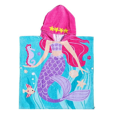 60cm Baby Kids Cotton Hooded Pullover Bath Towel Beach Swimming Towel Poncho