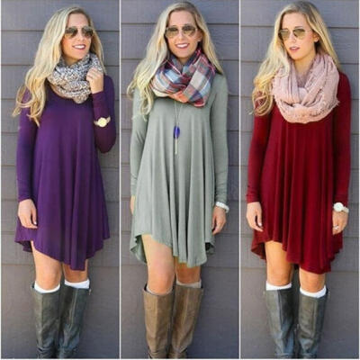 Women Long Sleeve Casual Loose T-Shirt Long Blouse Tops Mini Short Dress Autumn
Women Long Sleeve Casual Loose T-Shirt Long Blouse Tops Mini Short Dress Autumn